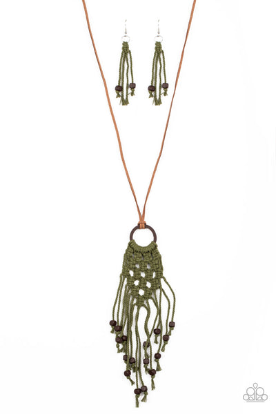 Paparazzi Accessories It’s Beyond MACRAME! - Green Necklace & Earrings 