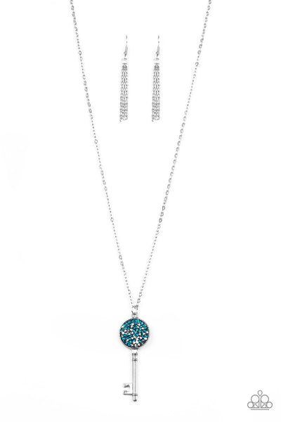 Paparazzi Accessories Key Keepsake - Blue Necklace & Earrings 