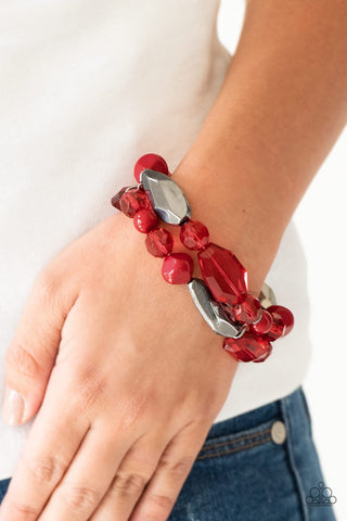 Paparazzi Accessories Rockin Rock Candy - Red Bracelet 