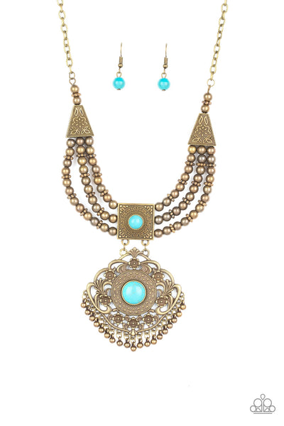 Paparazzi Accessories Santa Fe Solstice - Brass Necklace & Earrings 