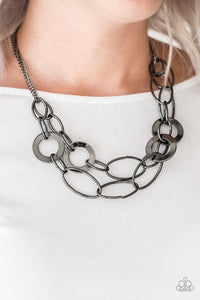 Paparazzi Accessories Metallic Maverick - Black Necklace & Earrings 