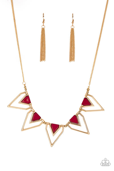 Paparazzi Accessories The Pack Leader - Red Necklace & Earrings 