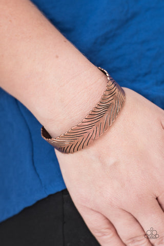 Paparazzi Accessories Ruffle Feathers - Copper Bracelet 