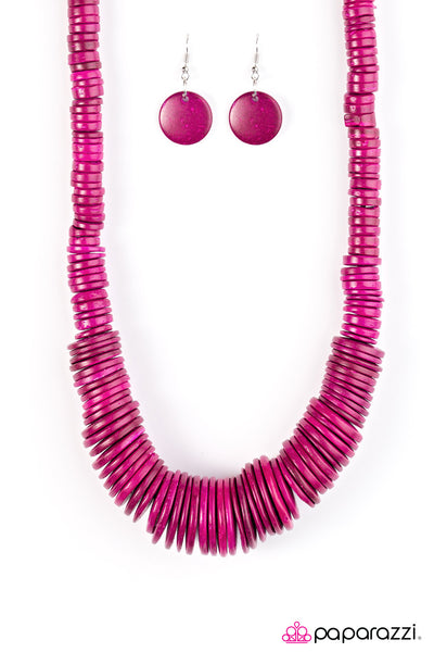 Paparazzi Accessories SHORE Thing - Pink Necklace & Earrings 