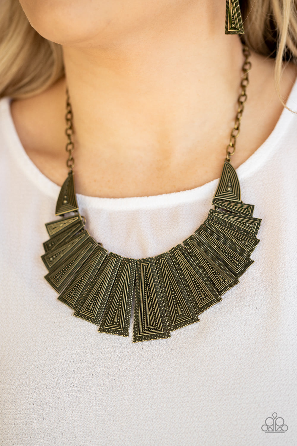 Paparazzi Accessories Metro Mane - Brass Necklace & Earrings 