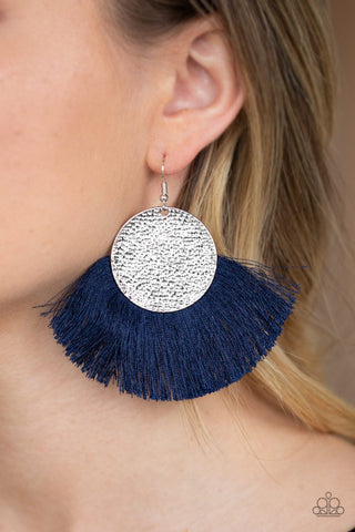 Paparazzi Accessories - Foxtrot Fringe - Blue Earrings