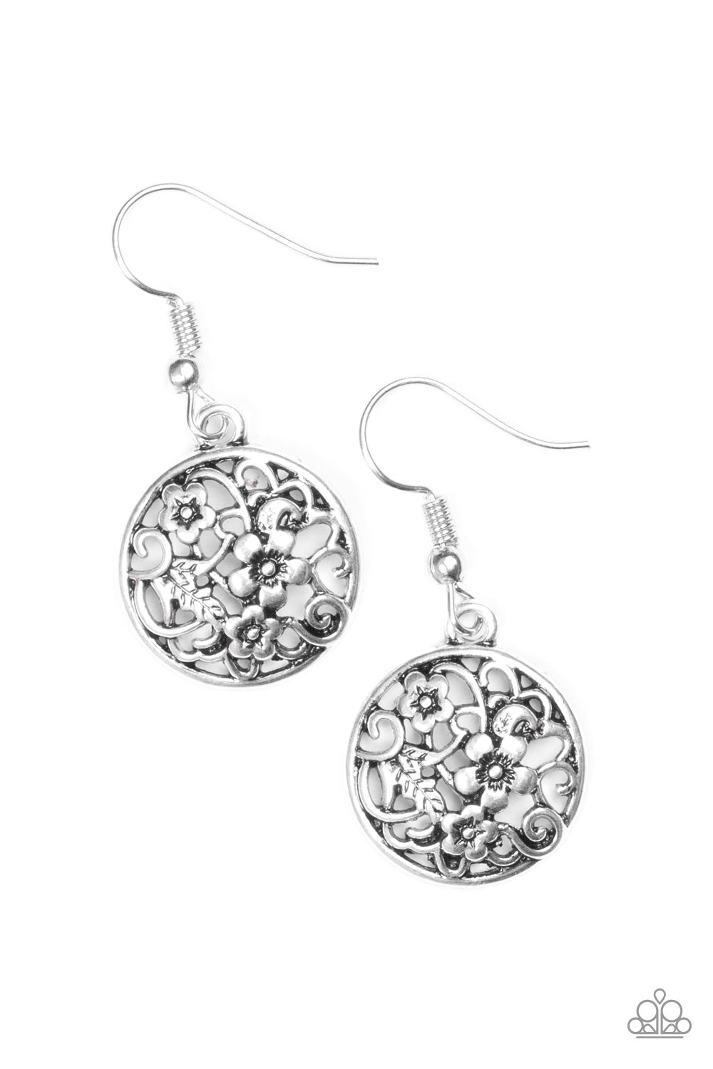 Paparazzi Accessories Flower Patch Perfection - Silver Earrings 