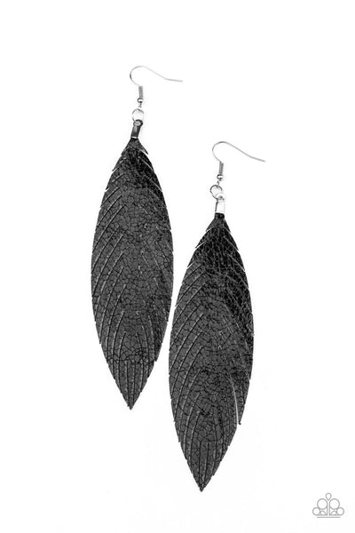 Paparazzi Accessories Feather Fantasy - Black Earrings 