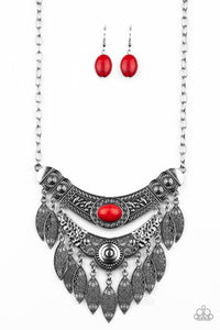 Paparazzi Accessories Island Queen - Red Necklace & Earrings 