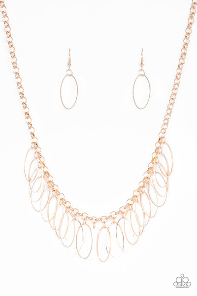 Paparazzi Accessories Fringe Finale - Rose Gold Necklace & Earrings 