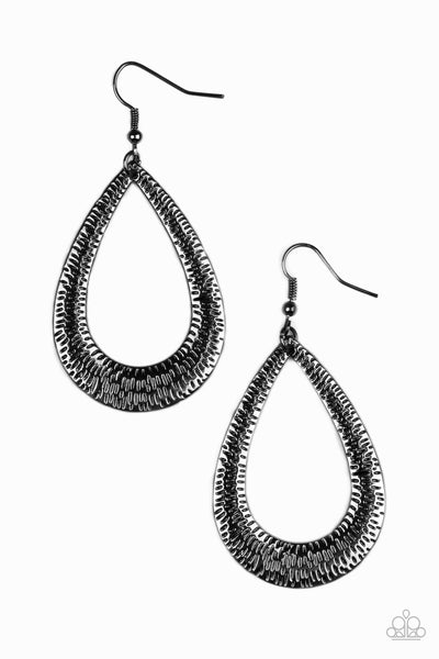 Paparazzi Accessories Straight Up Shimmer - Black Earrings 