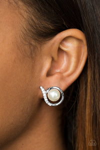 Paparazzi Accessories Ballroom Beauty - White Post Earrings 