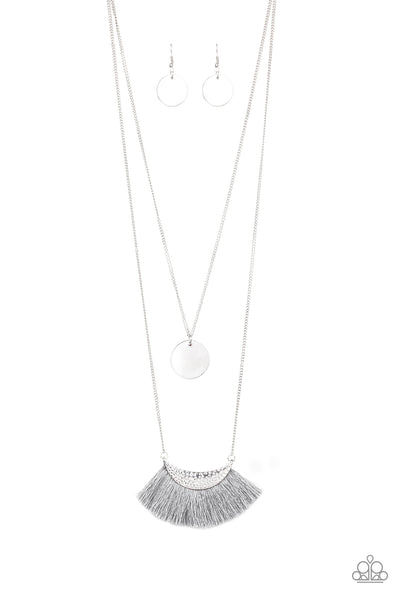 Paparazzi Accessories Tassel Temptation - Silver Necklace & Earrings 