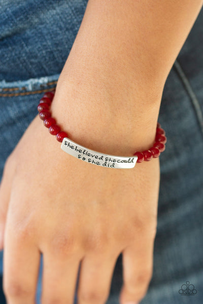 Paparazzi Accessories So She Did - Red Bracelet 