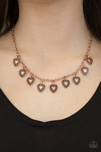 Paparazzi Accessories Lost In The Moment - Copper Necklace & Earrings 