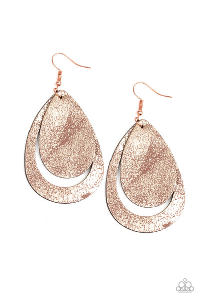 Paparazzi Accessories Fiery Firework - Copper Earrings 