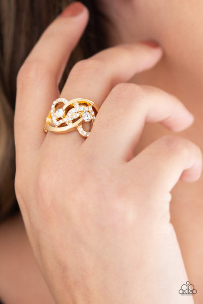 Paparazzi Accessories Have The World On A HEART-String - Gold Rings 