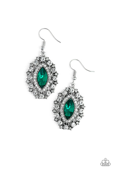 Paparazzi Accessories Long May She Reign - Green Earrings 