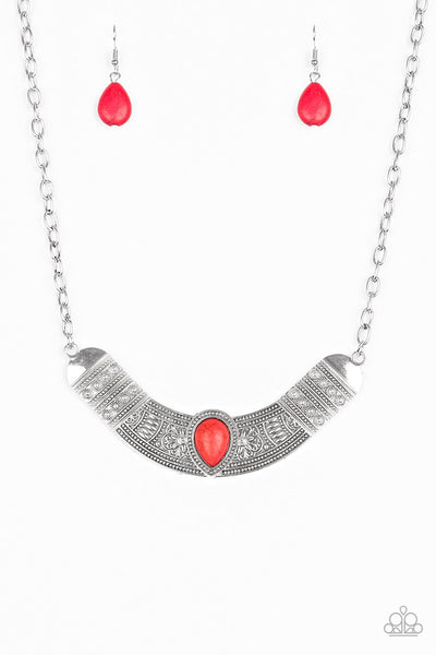 Paparazzi Accessories Very Venturous - Red Necklace & Earrings 