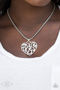 Paparazzi Accessories FILIGREE Your Heart With Love - Silver Necklace & Earrings 