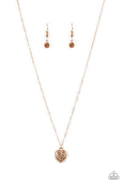 Paparazzi Accessories Fierce Flirt - Copper Necklace & Earrings 