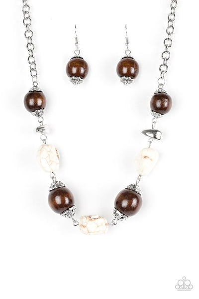 Paparazzi Accessories Earth Goddess - White Necklace & Earrings 