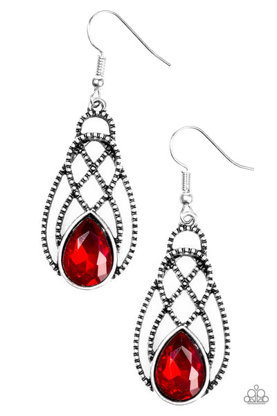 Paparazzi Accessories Chic Contessa - Red Earrings 