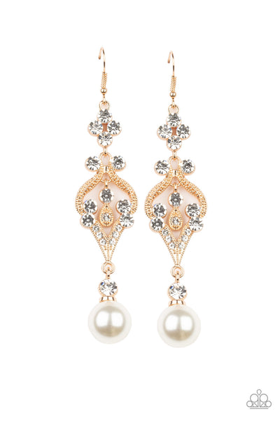 Paparazzi Accessories Elegantly Extravagant - Gold Earrings 