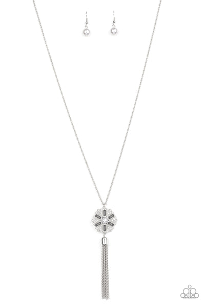 Paparazzi Accessories Fine Florals - Silver Necklace & Earrings 