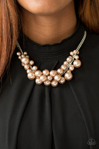 Paparazzi Accessories Glam Queen - Brown Necklace & Earrings 