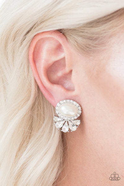 Paparazzi Accessories Happily Ever After-Glow - White Post Earrings 