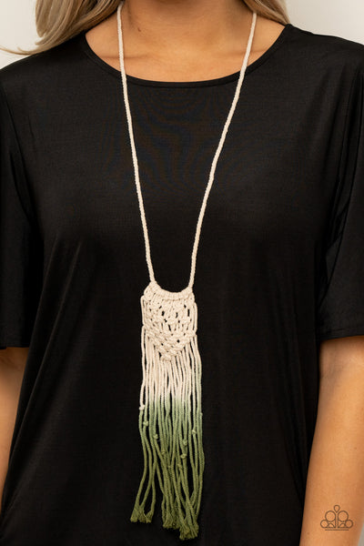 Paparazzi Accessories Surfin The Net - Green Necklace & Earrings 