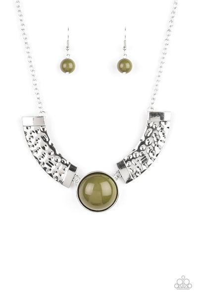 Paparazzi Accessories Egyptian Spell - Green Necklace & Earrings 