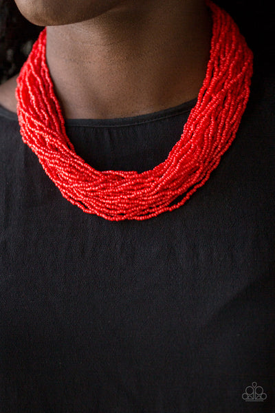 Paparazzi Accessories The Show Must CONGO On! - Red Necklace & Earrings 