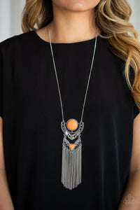 Paparazzi Accessories Spirit Trek - Orange Necklace & Earrings 