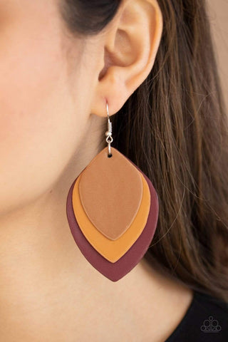 Paparazzi Accessories - Light as a LEATHER - Red Earrings
