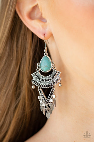 Paparazzi Accessories Vintage Vagabond Blue Earrings 