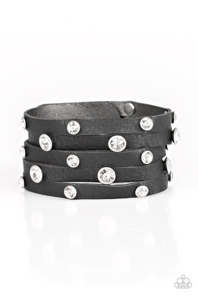 Paparazzi Accessories Rhinestone Reputation - Black Bracelet 