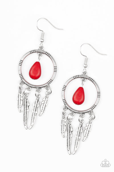 Paparazzi Accessories Southern Plains - Red Earrings 