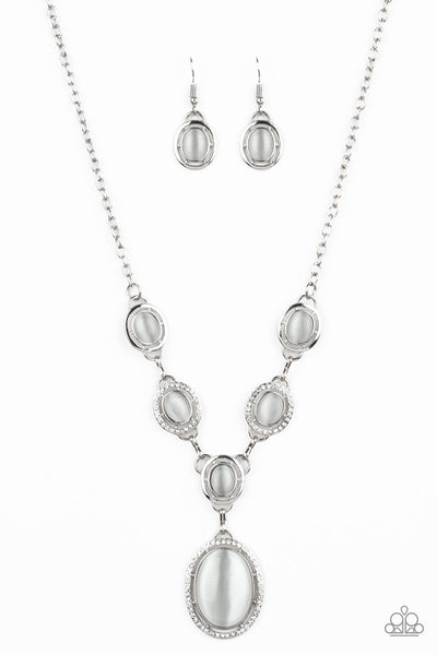 Paparazzi Accessories Metro Medallion - White Necklace & Earrings 