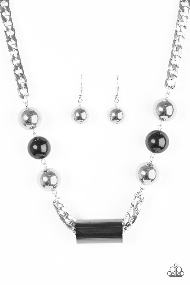 Paparazzi Accessories All About Attitude - Silver Necklace & Earrings 