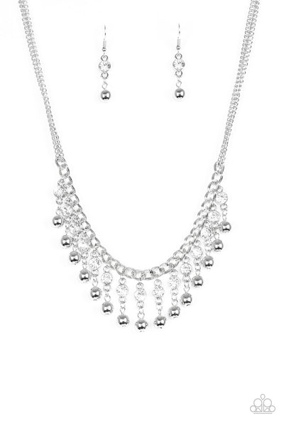 Paparazzi Accessories Pageant Queen - White Necklace & Earrings 