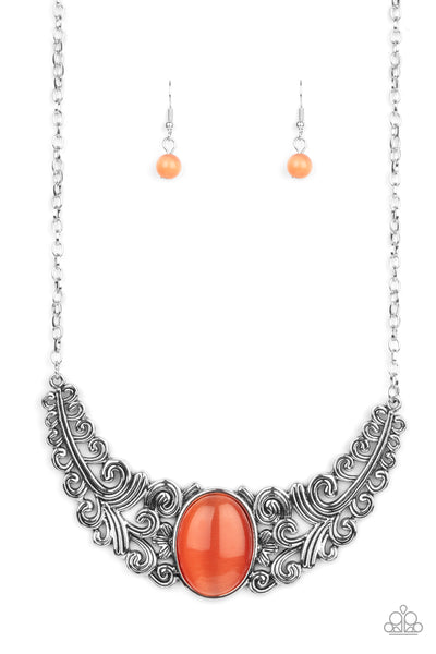 Paparazzi Accessories Celestial Eden - Orange Necklace & Earrings 
