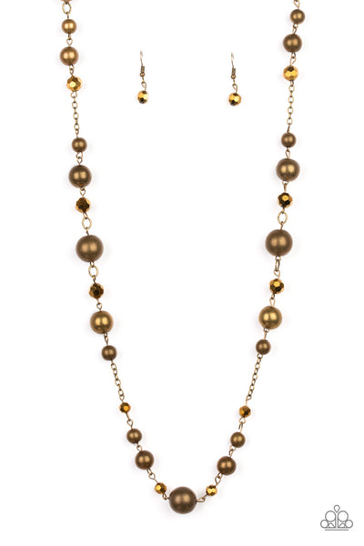 Paparazzi Accessories Modernly Majestic - Brass Necklace & Earrings 