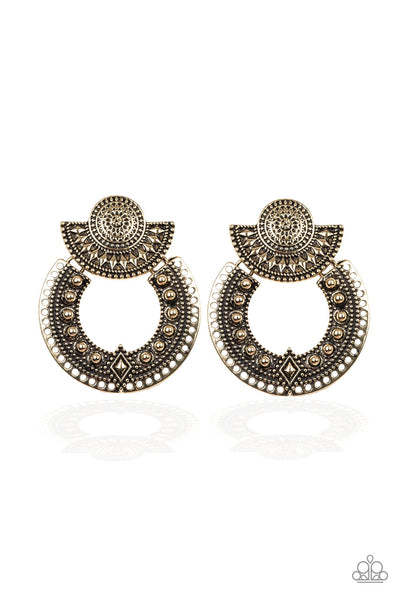 Paparazzi Accessories Texture Takeover - Brass Earrings 