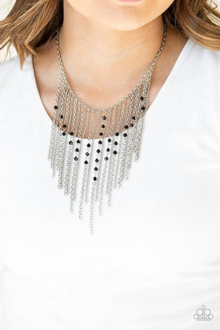 Paparazzi Accessories First Class Fringe - Black Necklace & Earrings 