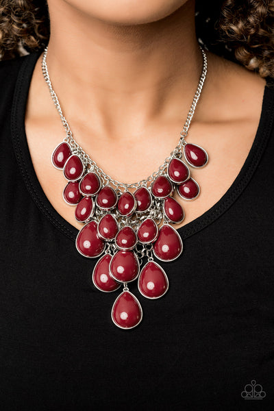 Paparazzi Accessories Shop Til You TEARDROP - Red Necklace & Earrings 