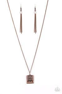 Paparazzi Accessories Back To Square One - Copper Necklace & Earrings 