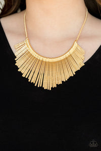Paparazzi Accessories Metallic Mane - Gold Necklace & Earrings 