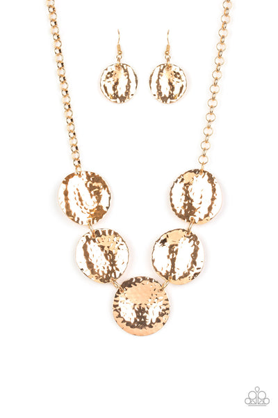 Paparazzi Accessories First Impressions - Gold Necklace & Earrings 